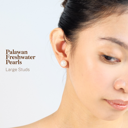 Palawan Freshwater Pearls LARGE Studs - White (13-15mm)