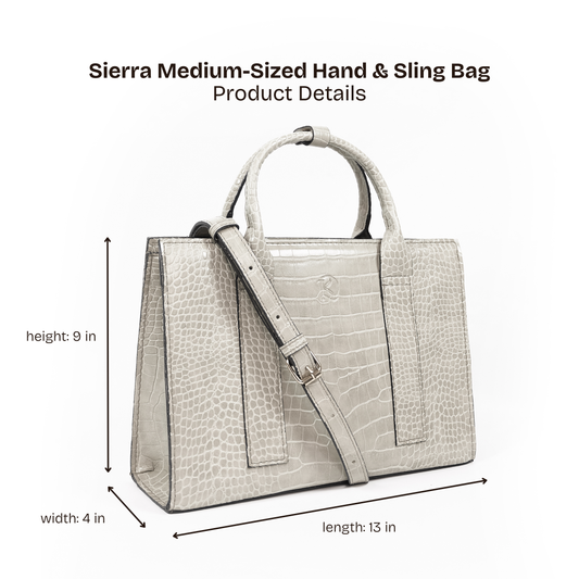 (CLEARANCE) SIERRA Bag in Croco Bone - PU Leather