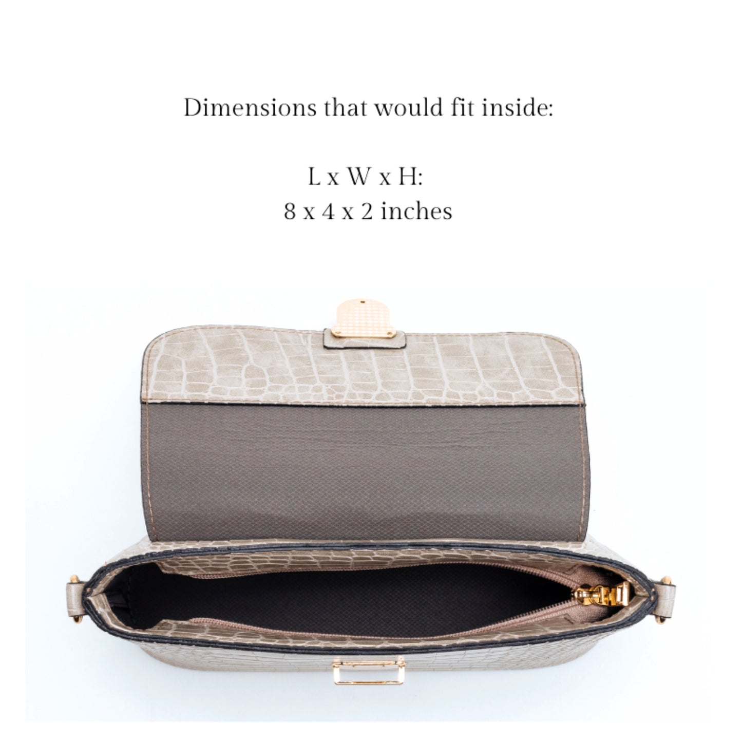 (CLEARANCE) VIA Bag in Croco Bone - PU Leather