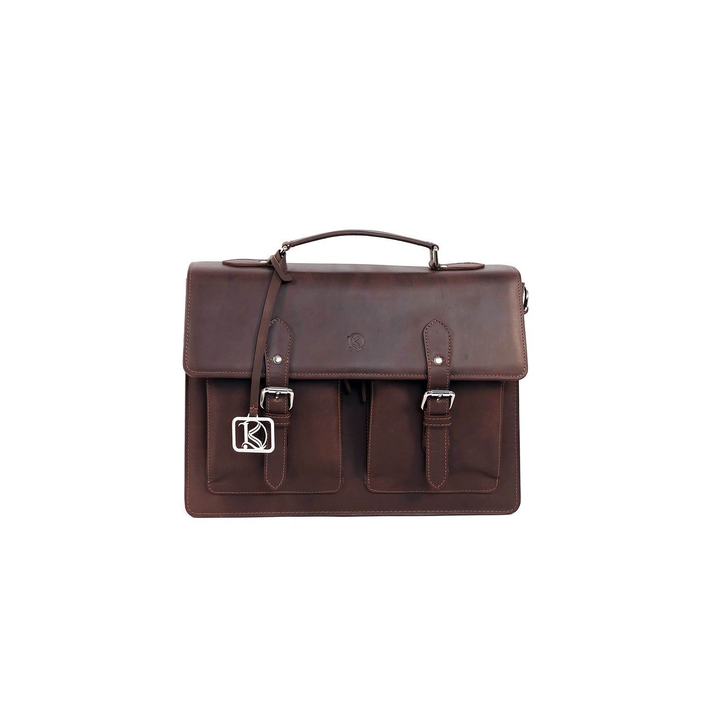 SULTAN Laptop Bag in Vintage Dark Brown Silver - Genuine Leather