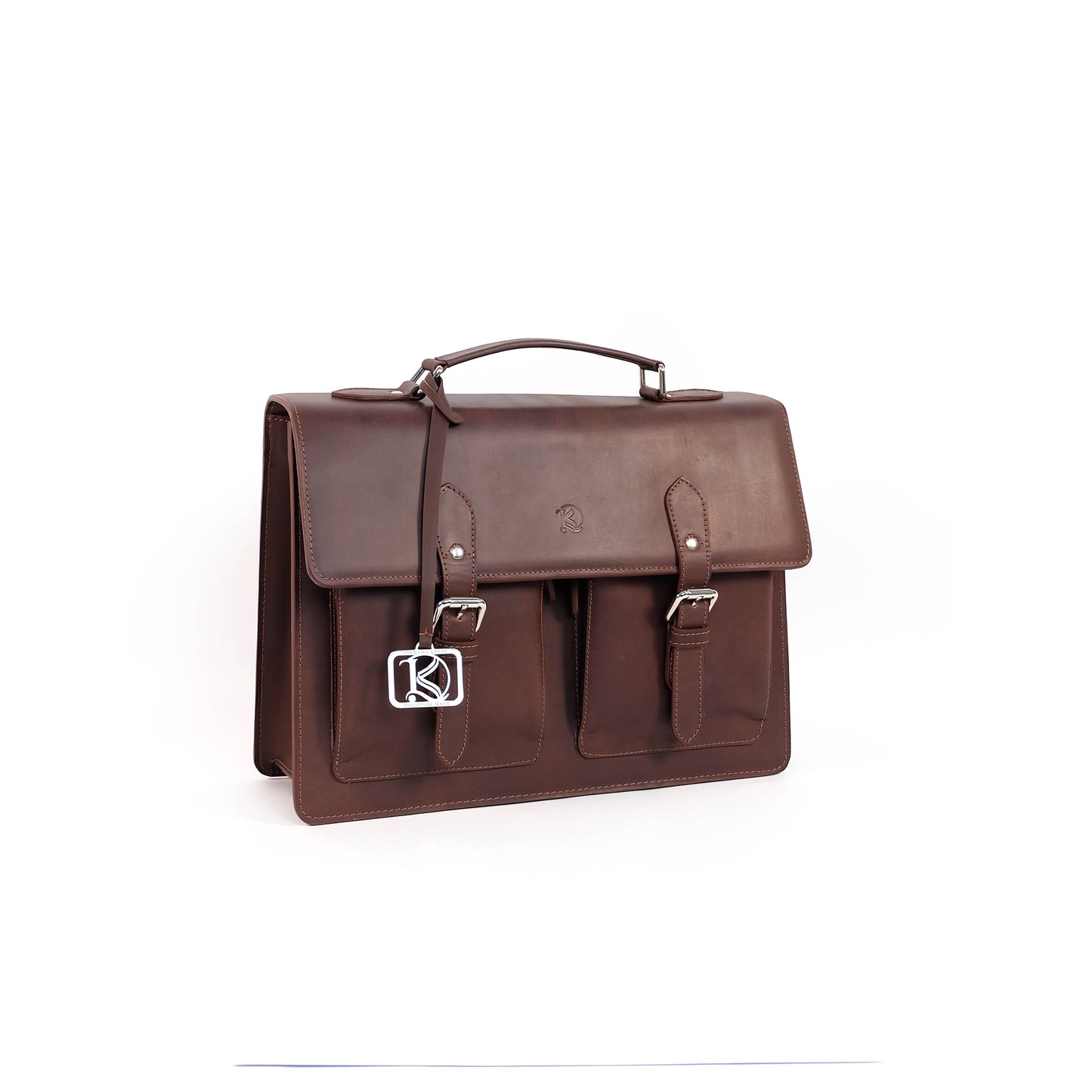 SULTAN Laptop Bag in Vintage Dark Brown Silver - Genuine Leather