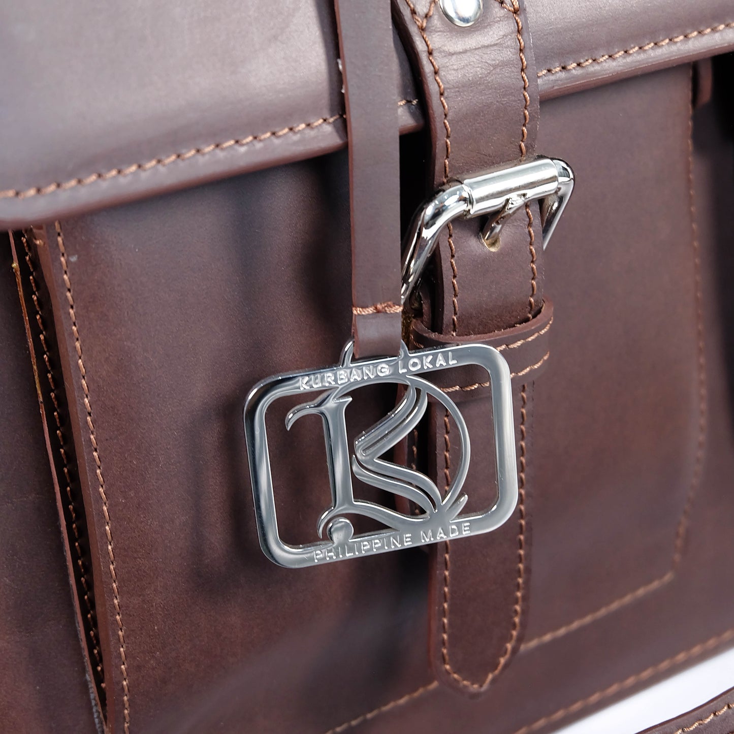 SULTAN Laptop Bag in Vintage Dark Brown Silver - Genuine Leather
