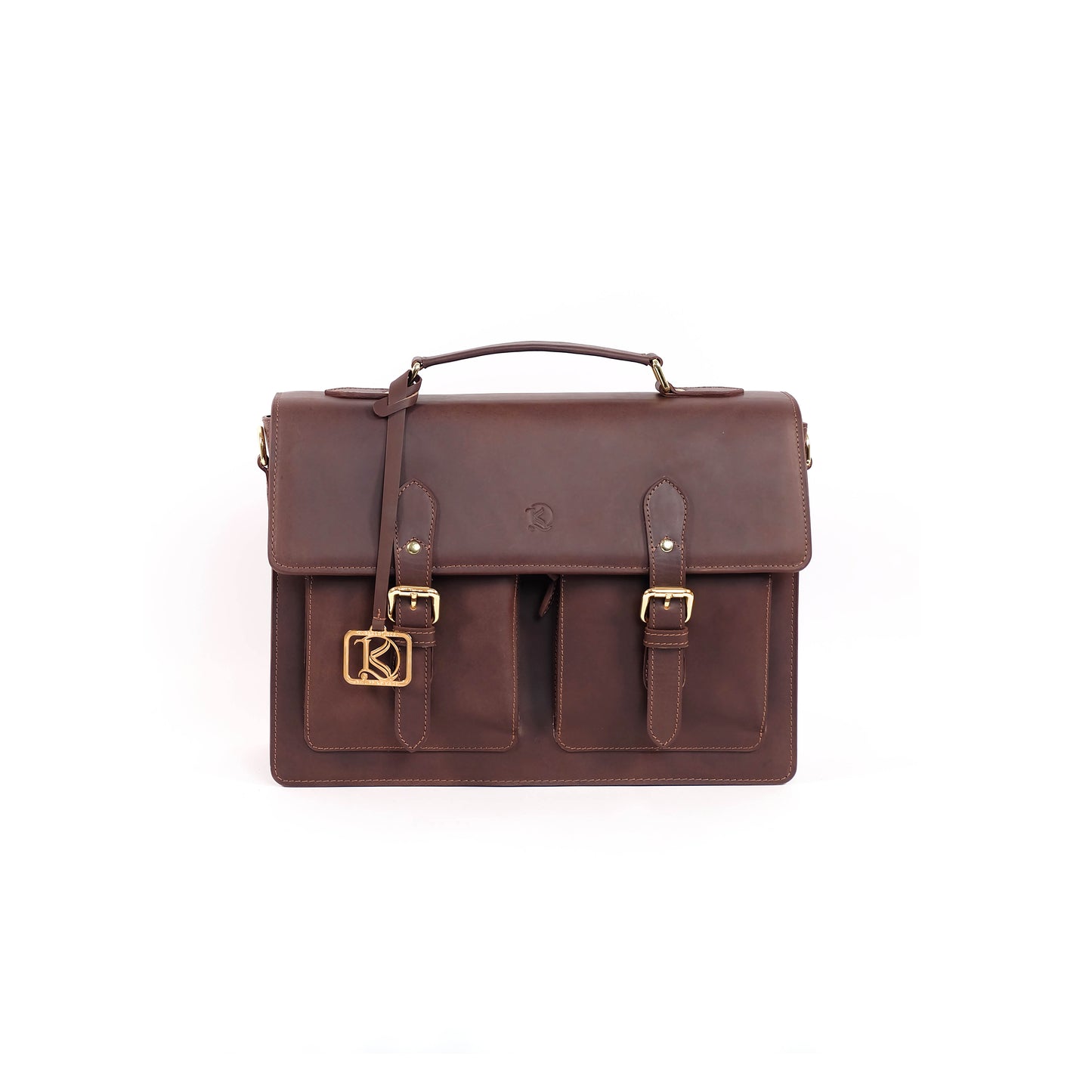 SULTAN Laptop Bag in Vintage Dark Brown Gold - Genuine Leather