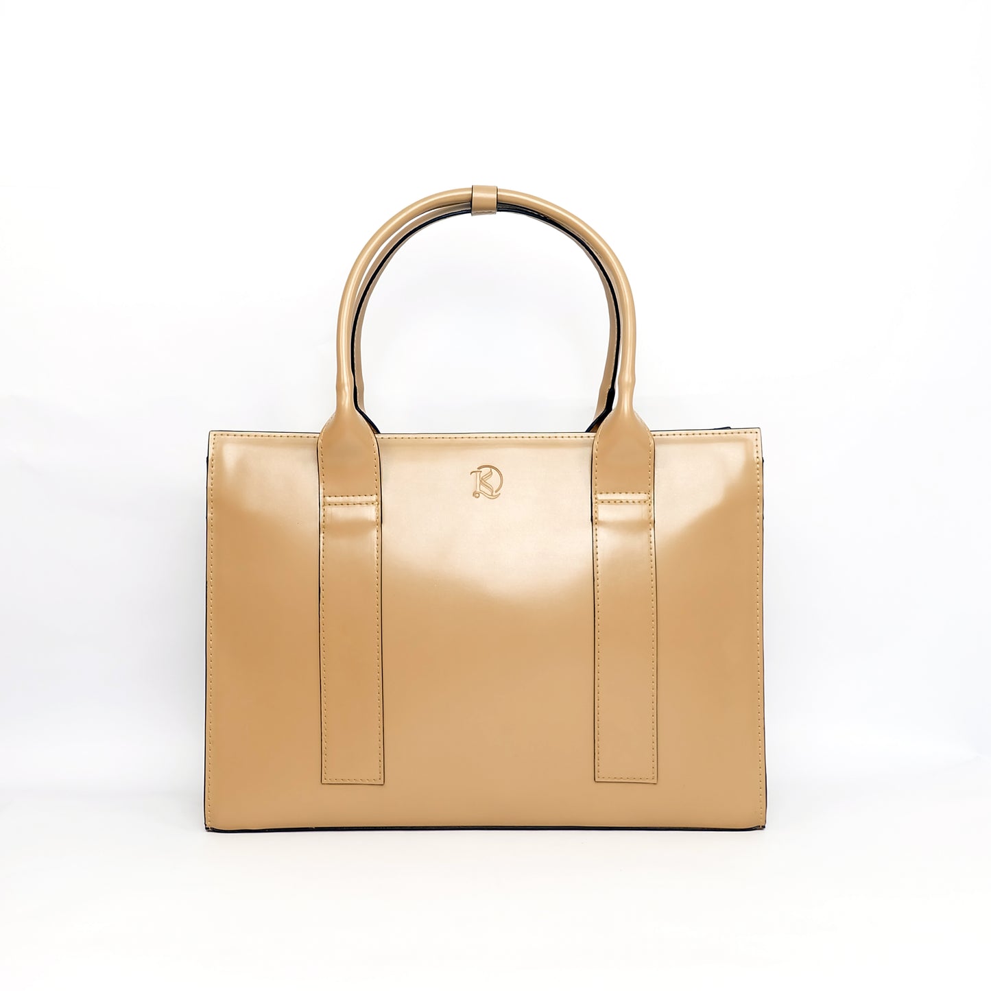 (CLEARANCE) AMIRA Laptop Tote Bag in Champagne - PU Leather