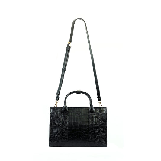 (CLEARANCE) SIERRA Bag in Croco Black - PU Leather