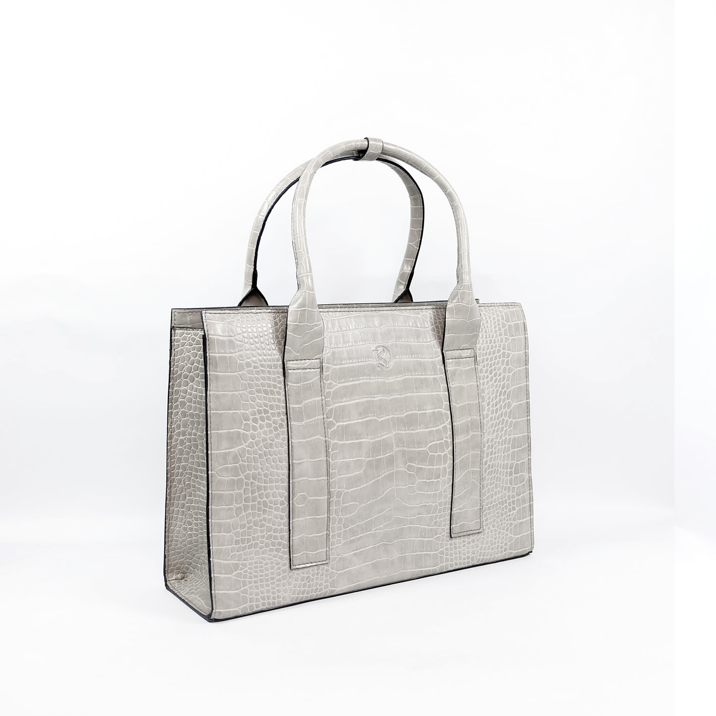 AMIRA Laptop Tote Bag in Croco Bone - PU Leather
