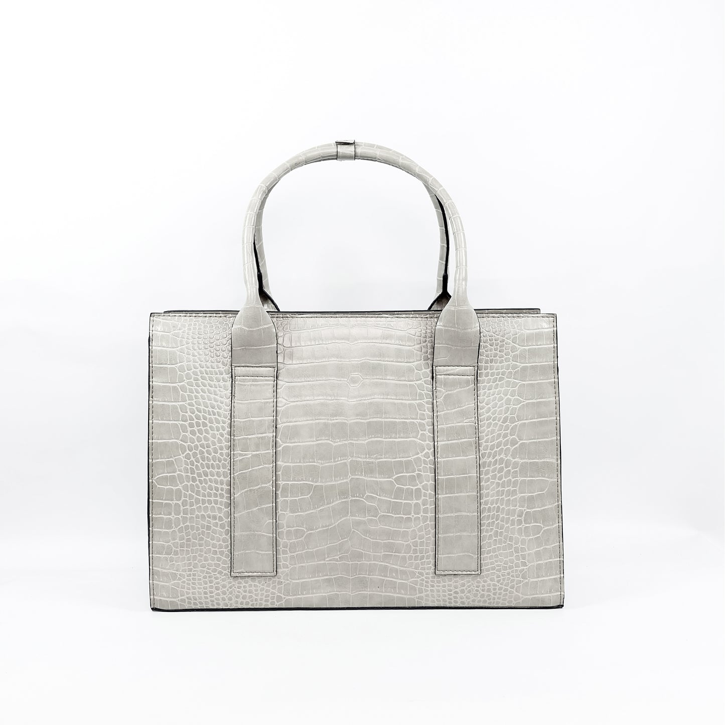 AMIRA Laptop Tote Bag in Croco Bone - PU Leather