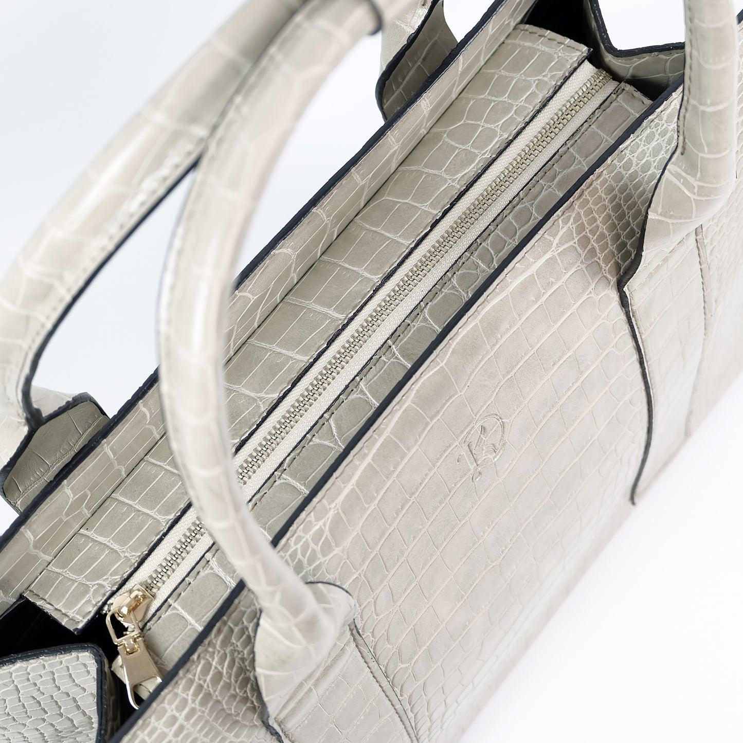 AMIRA Laptop Tote Bag in Croco Bone - PU Leather