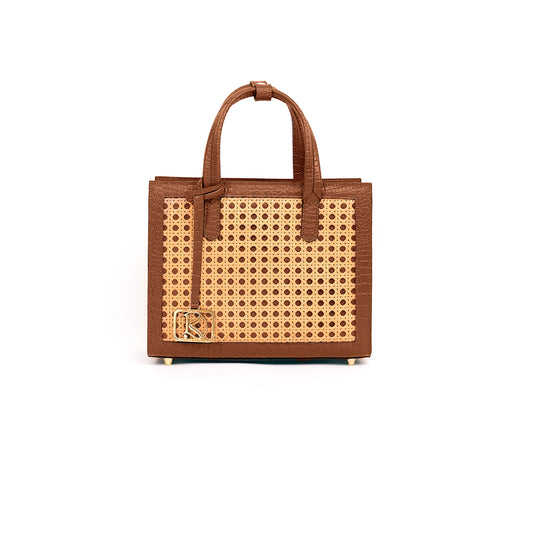 SAFIRA Square Bag in Croco Tan - Full Cowhide x Solihiya