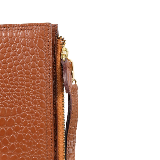 Silvia Long Cash/Card Wallet in Croco Tan - Genuine Leather
