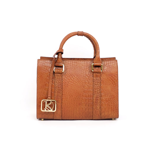 SAFIRA Mini Bag in Croco Tan -  Genuine Leather