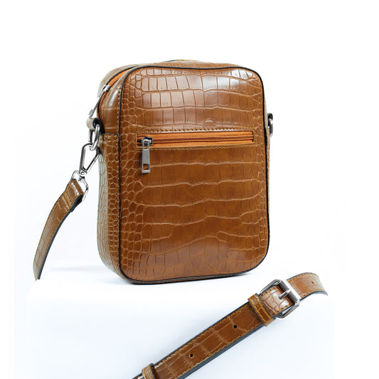 (CLEARANCE) TIKAS Bag in Croco Tan - PU Leather