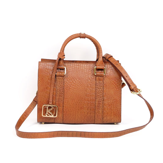 SAFIRA Mini Bag in Croco Tan -  Genuine Leather