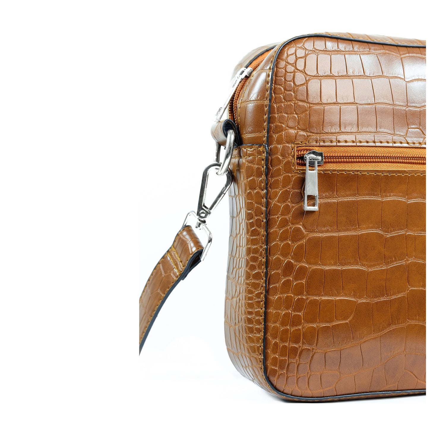(CLEARANCE) TIKAS Bag in Croco Tan - PU Leather