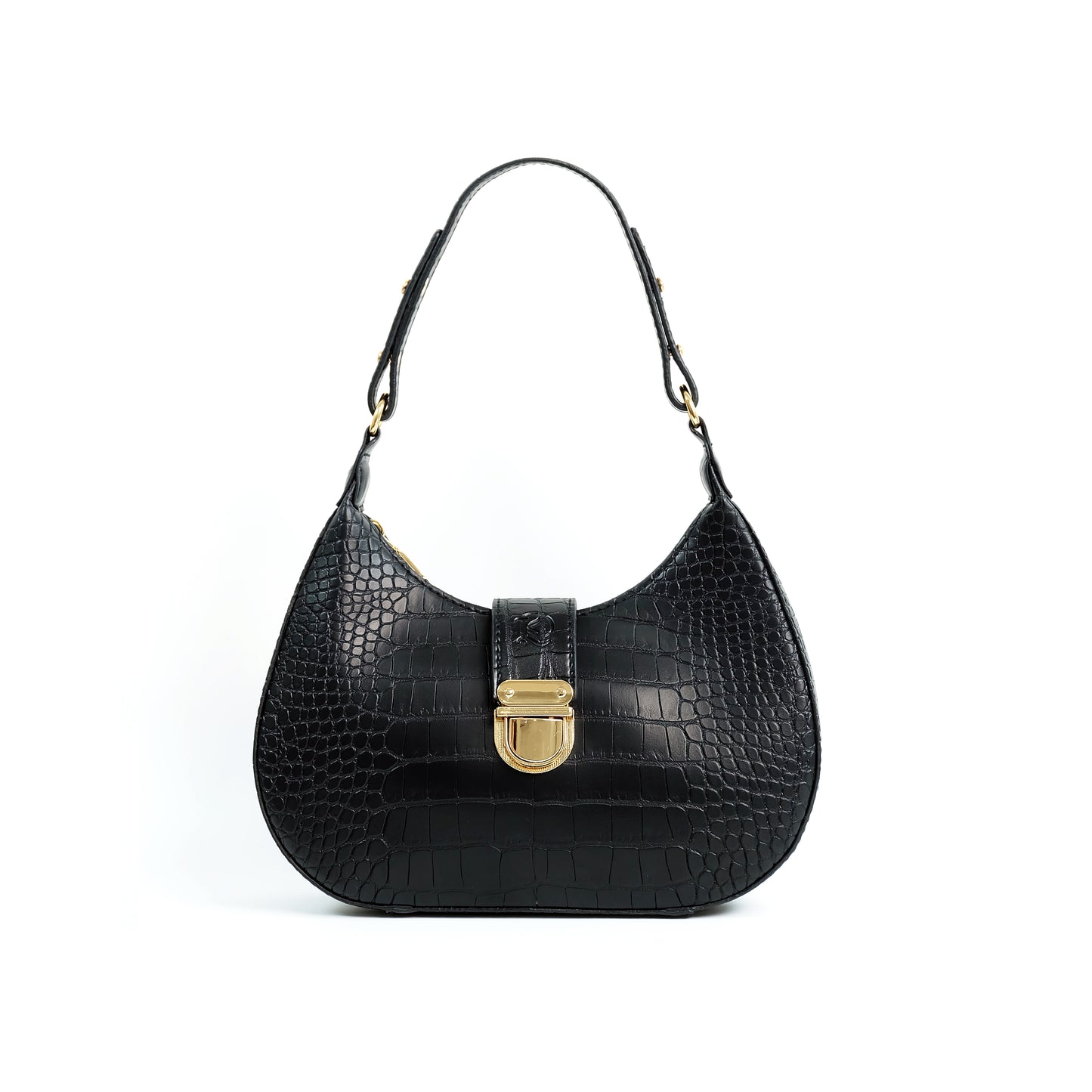 LUNA Bag in Croco Black - PU Leather