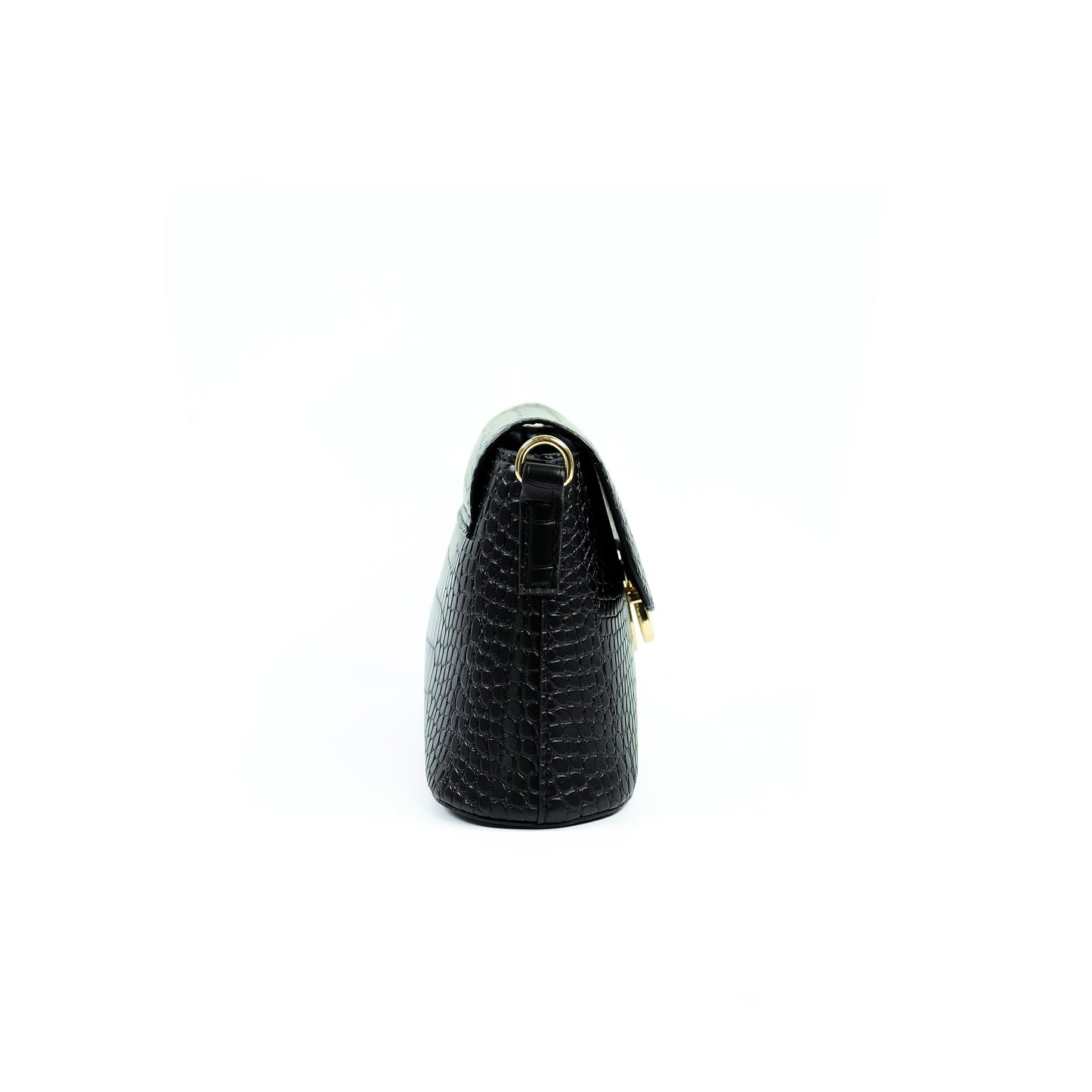 (CLEARANCE) VIA Bag in Croco Black - PU Leather