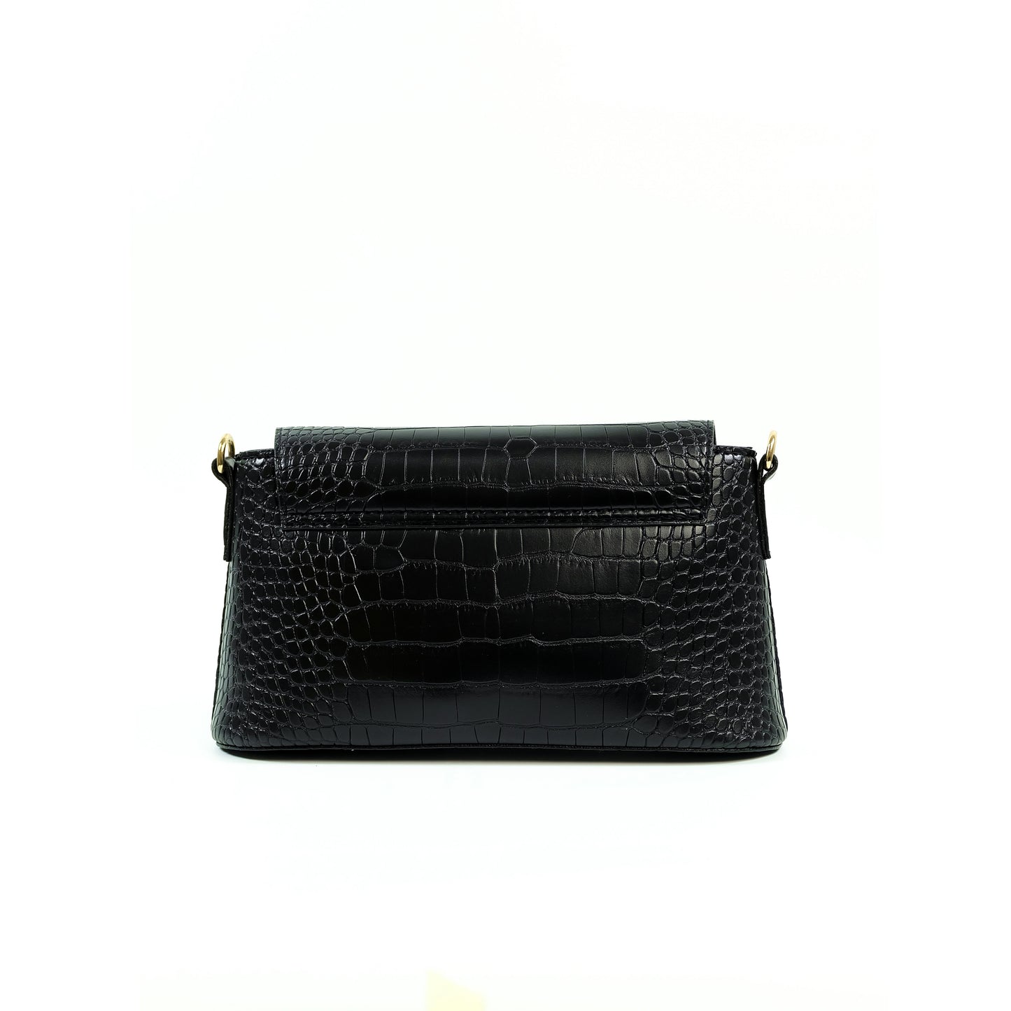 (CLEARANCE) VIA Bag in Croco Black - PU Leather