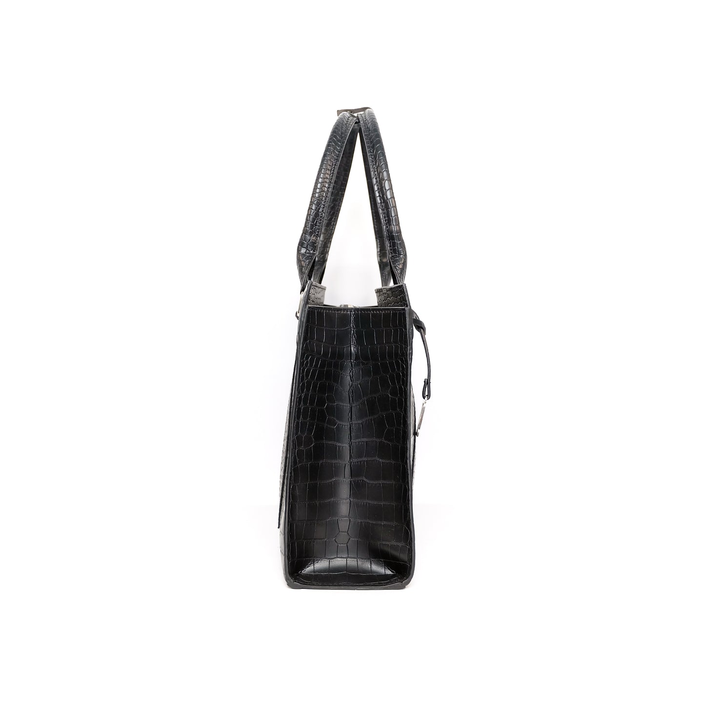 AMIRA 2.0 Laptop Tote Bag in Croco Black (Silver Hardware) - PU Leather