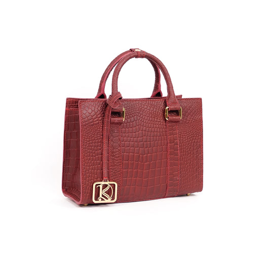 SAFIRA Mini Bag in Croco Dark Wine -  Genuine Leather