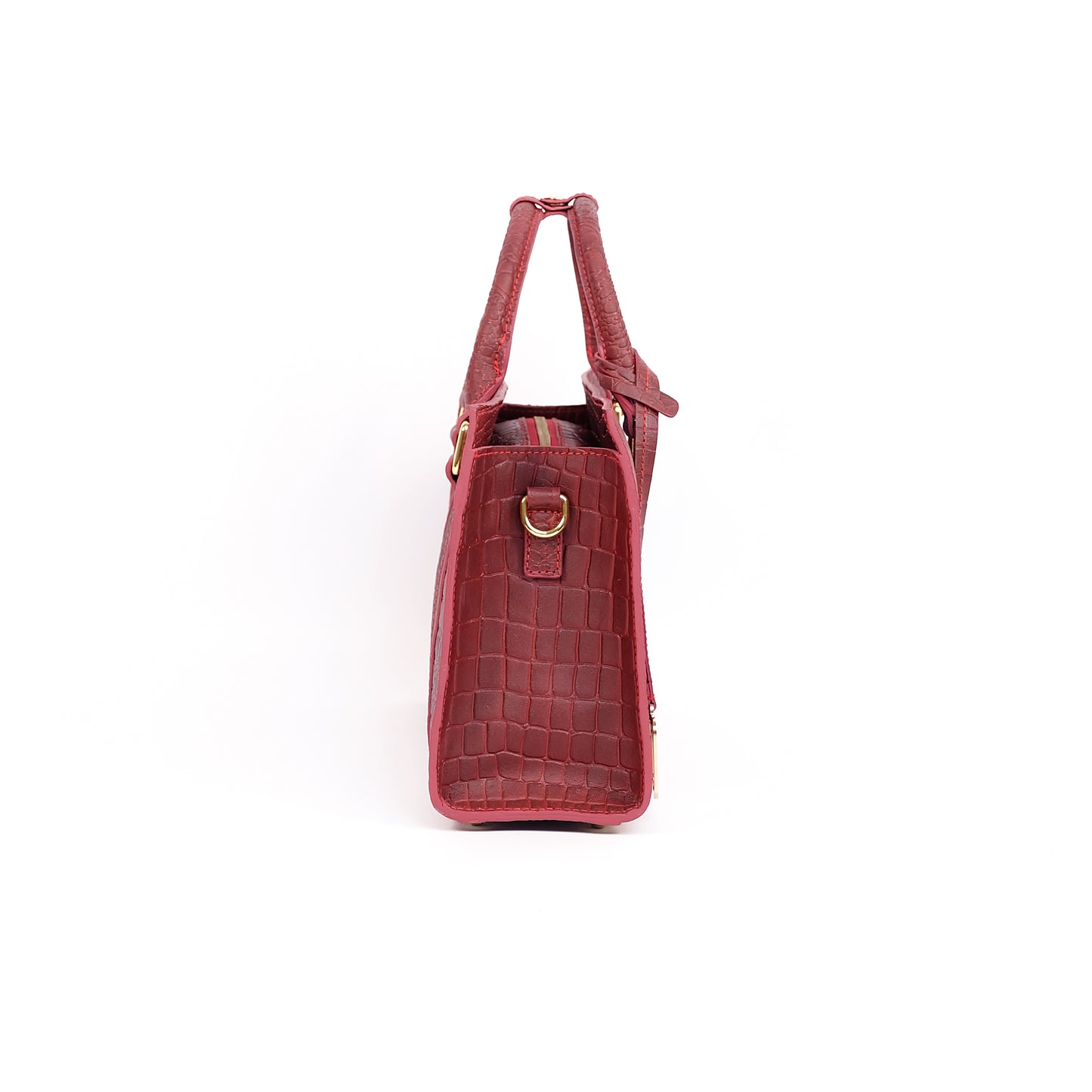 SAFIRA Mini Bag in Croco Dark Wine - Genuine Leather