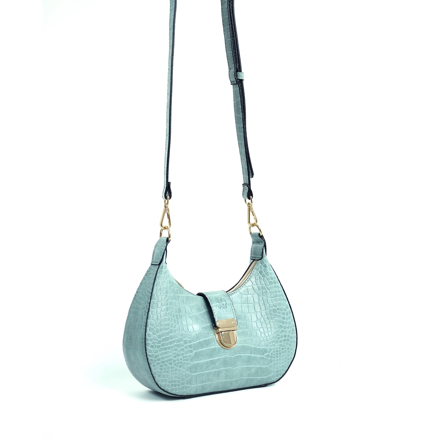 (CLEARANCE) LUNA Bag in Croco Mint - PU Leather