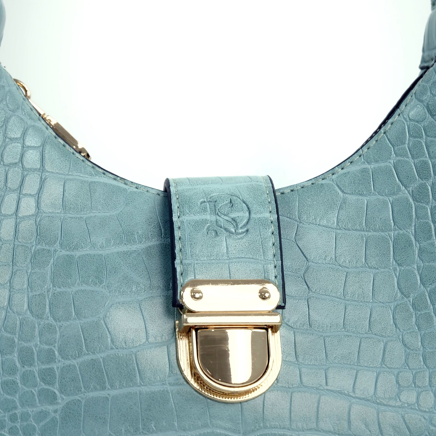 (CLEARANCE) LUNA Bag in Croco Mint - PU Leather