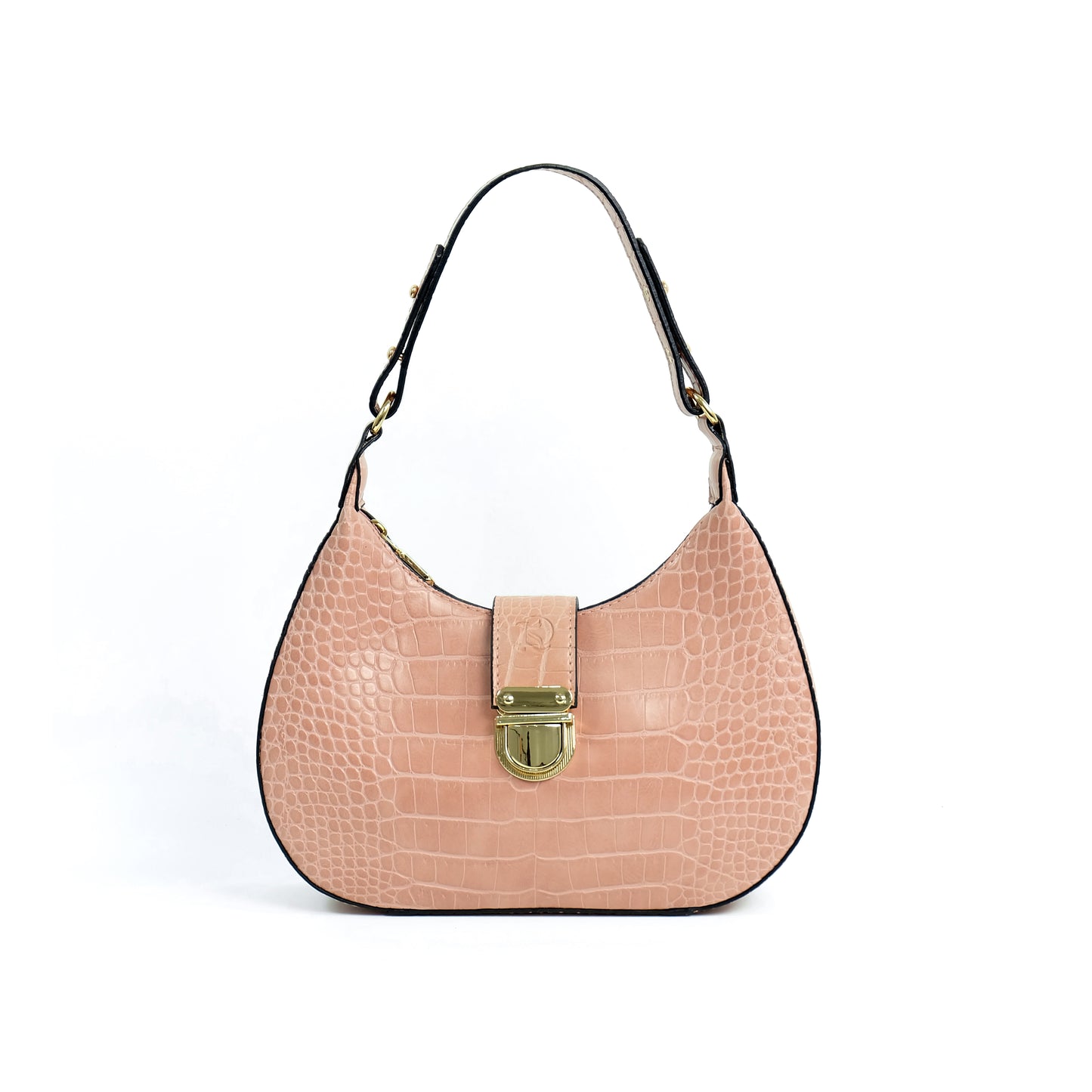 (CLEARANCE) LUNA Bag in Croco Baby Pink - PU Leather