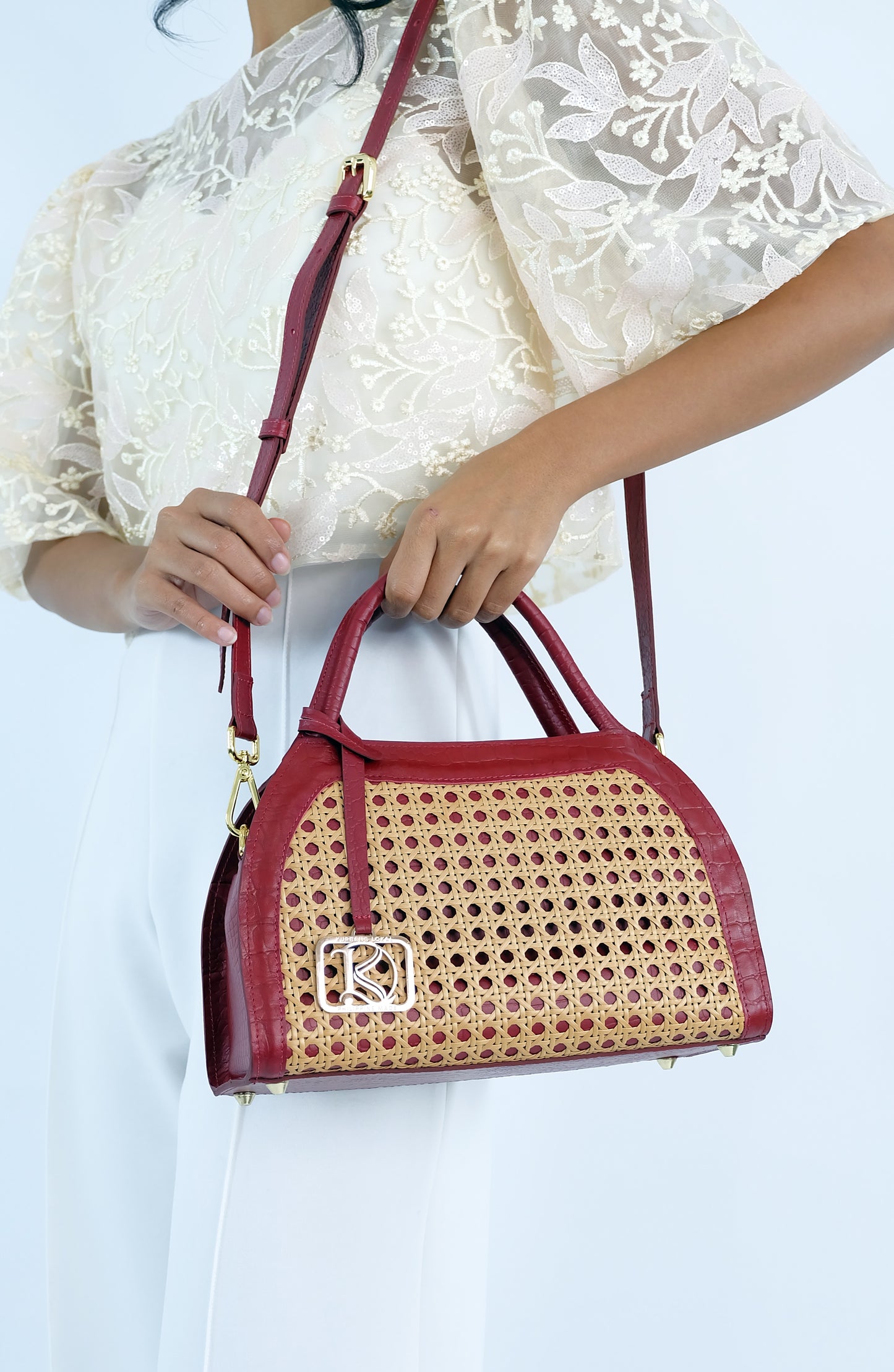 KAIA Kettle Bag in Croco Red - Full Cowhide x Solihiya