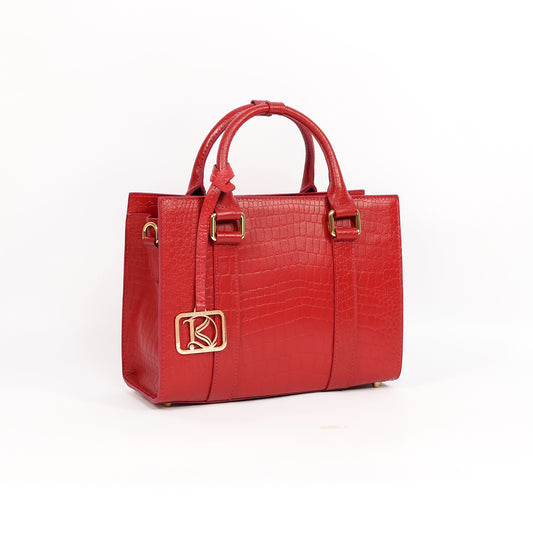 SAFIRA Mini Bag in Croco Red -  Genuine Leather