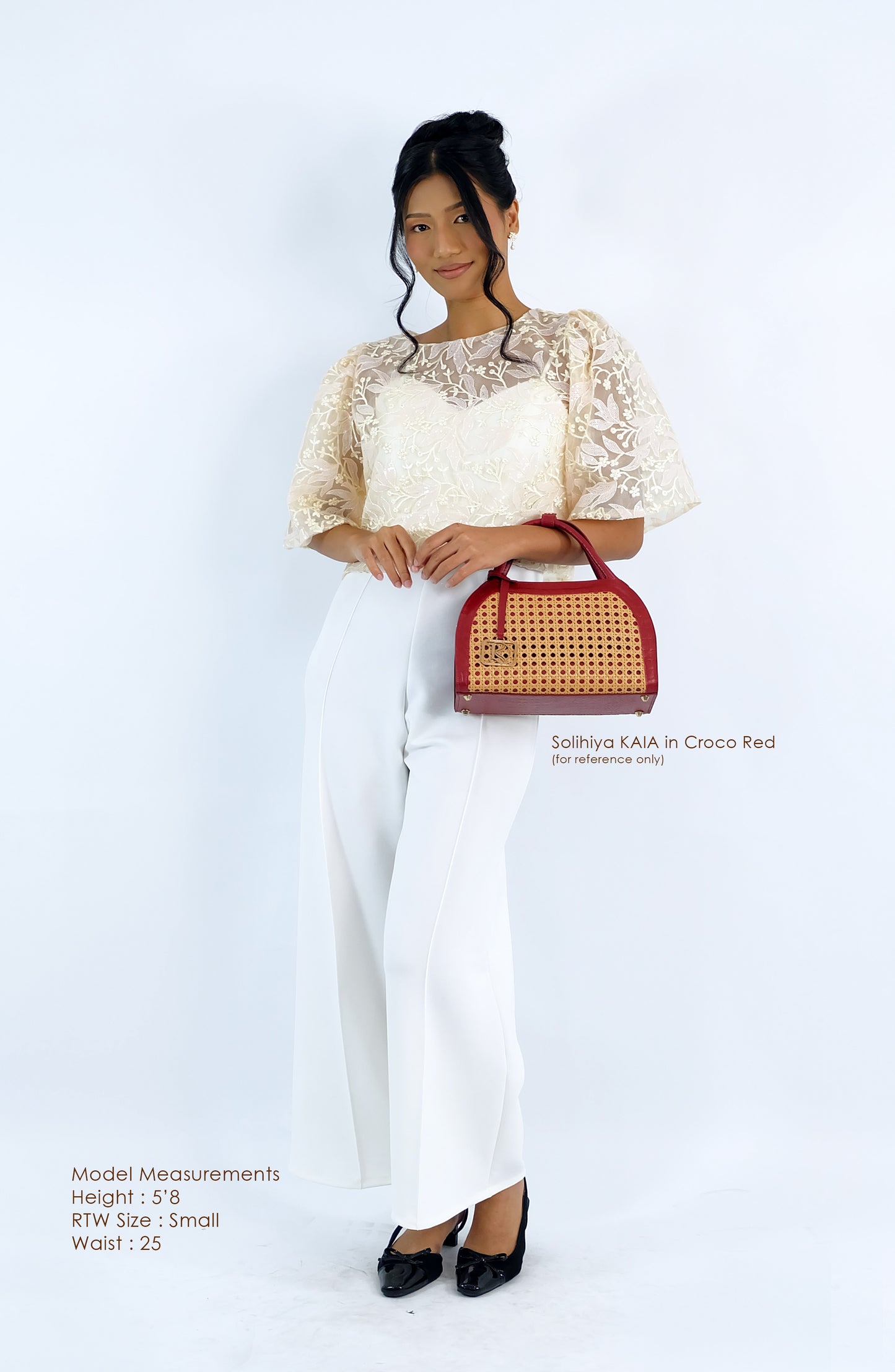 KAIA Kettle Bag in Croco Red - Full Cowhide x Solihiya