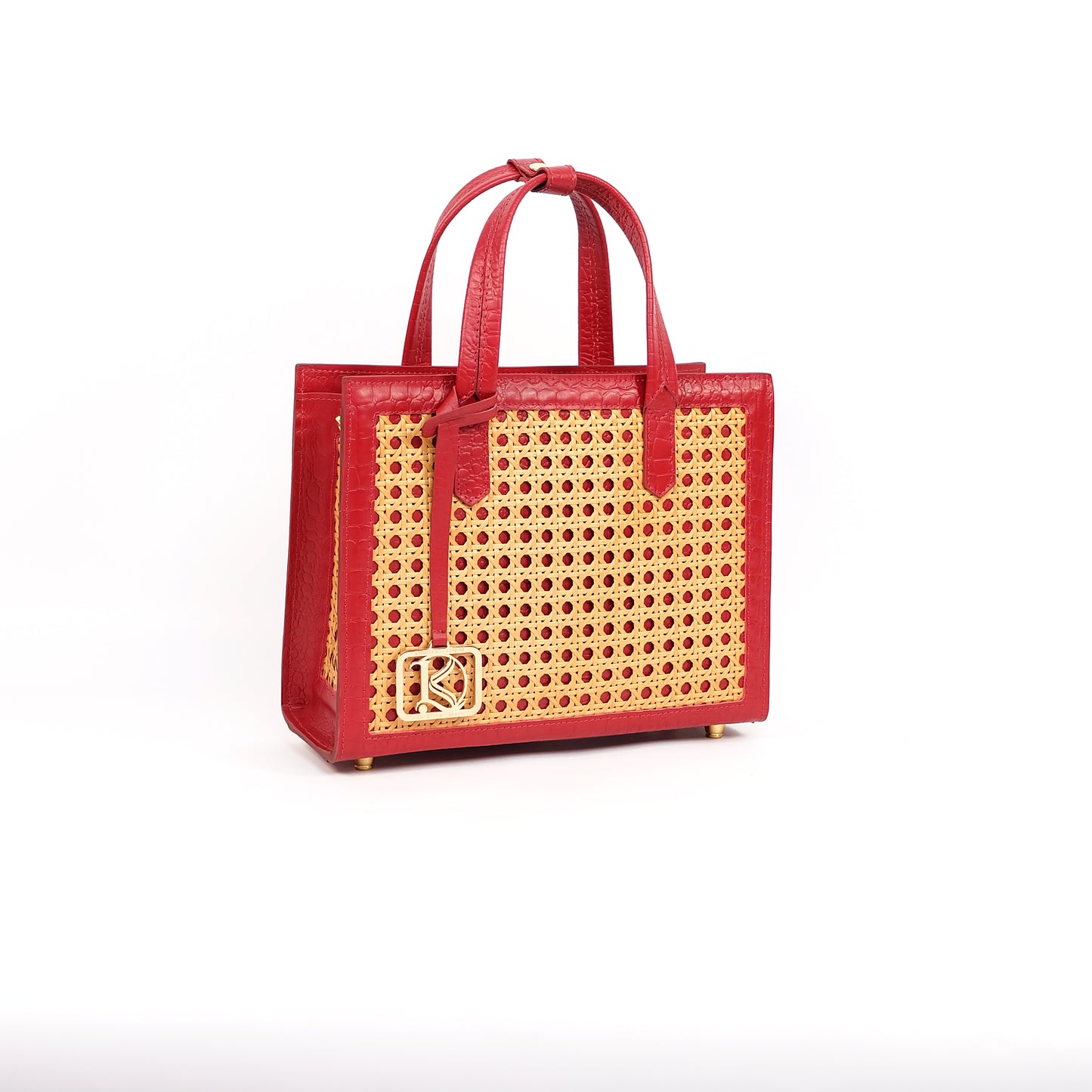 SAFIRA Square Bag in Croco Red - Full Cowhide x Solihiya