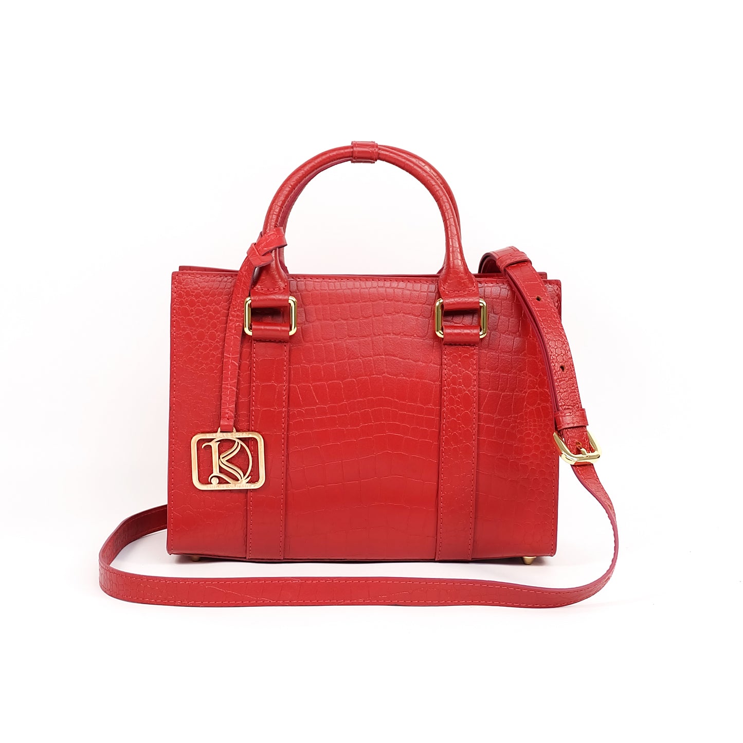 SAFIRA Mini Bag in Croco Red - Genuine Leather