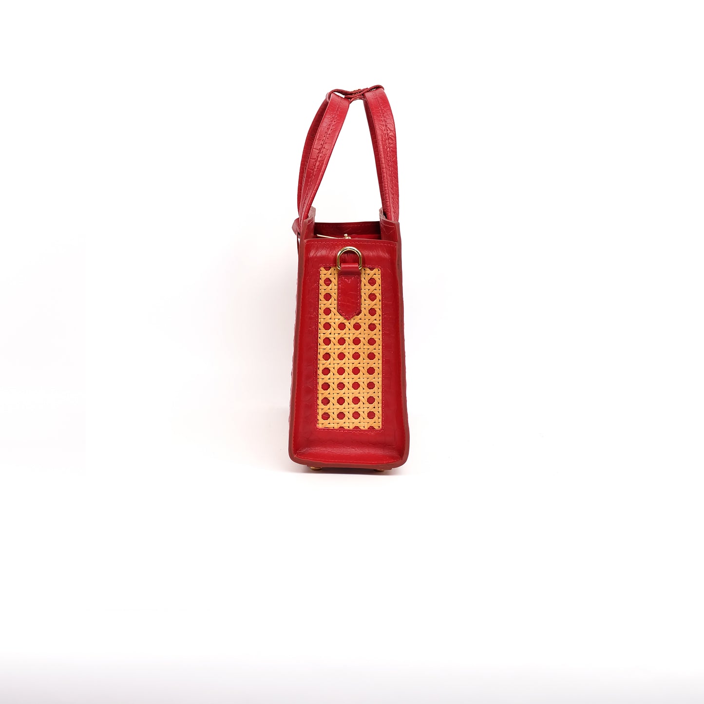 SAFIRA Square Bag in Croco Red - Full Cowhide x Solihiya