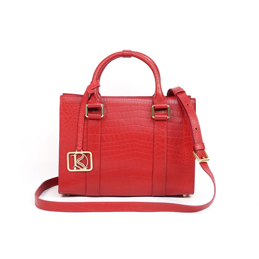 SAFIRA Mini Bag in Croco Red -  Genuine Leather