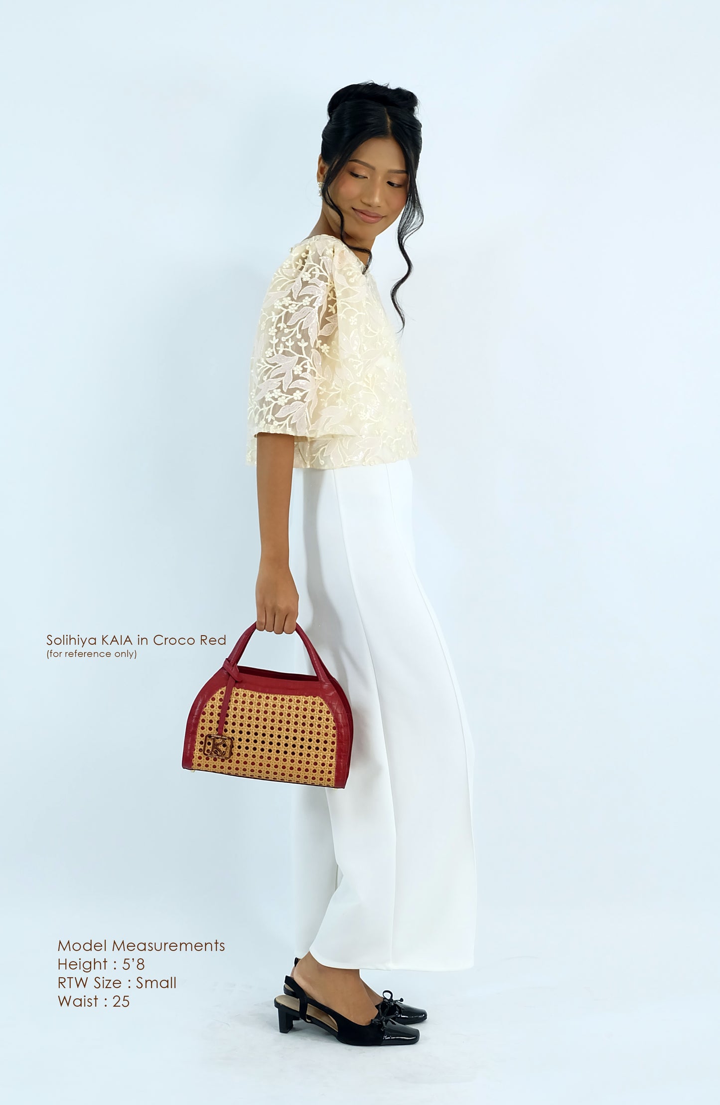 KAIA Kettle Bag in Croco Red - Full Cowhide x Solihiya