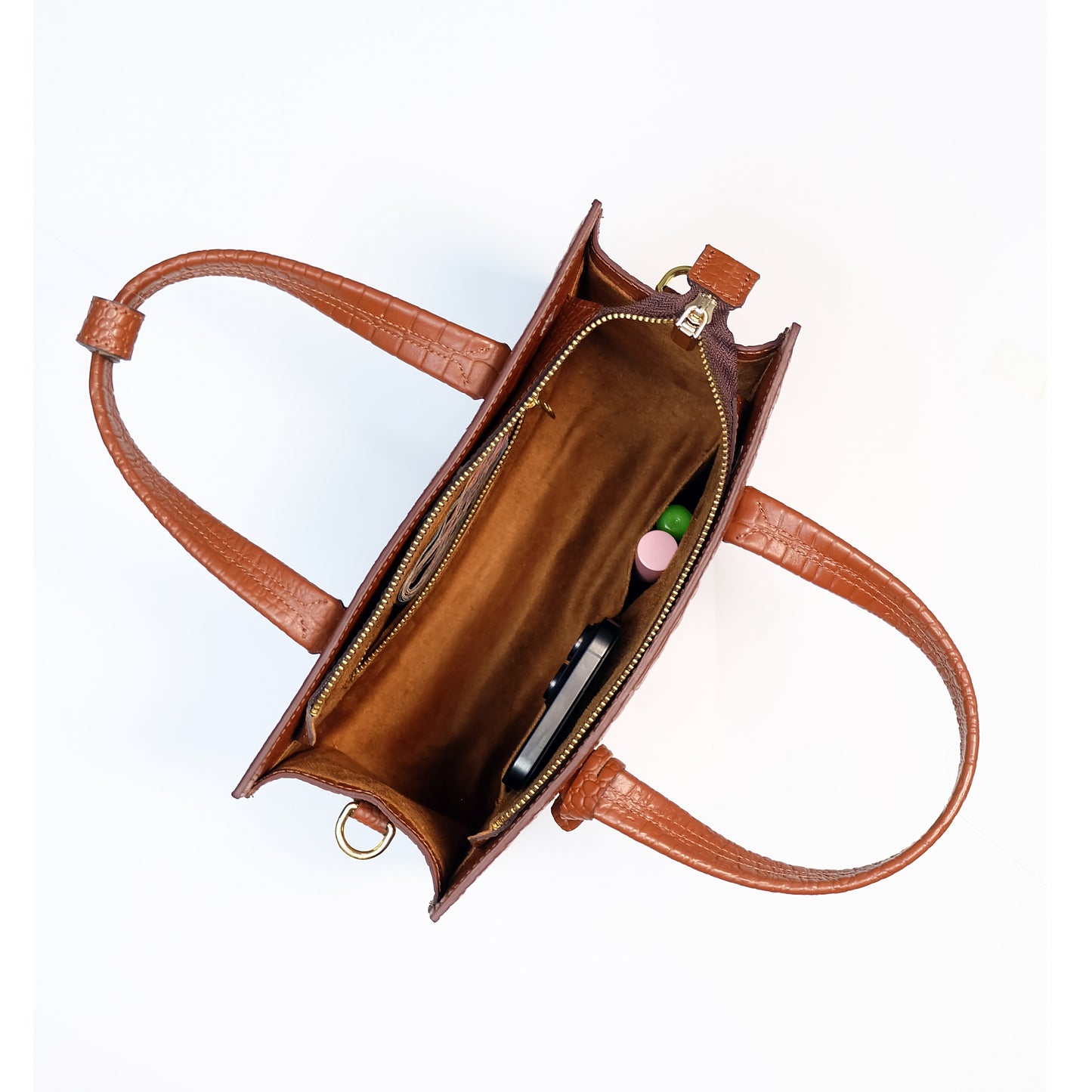 SAFIRA Square Bag in Croco Red - Full Cowhide x Solihiya