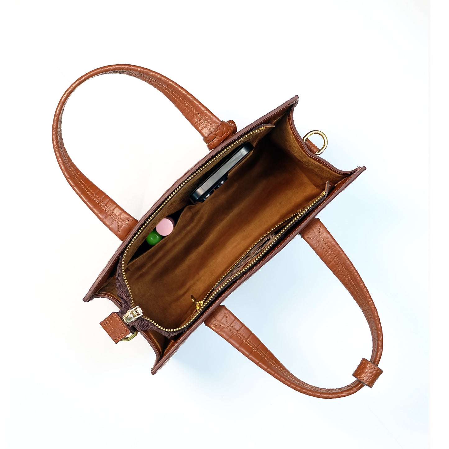 SAFIRA Square Bag in Croco Red - Full Cowhide x Solihiya