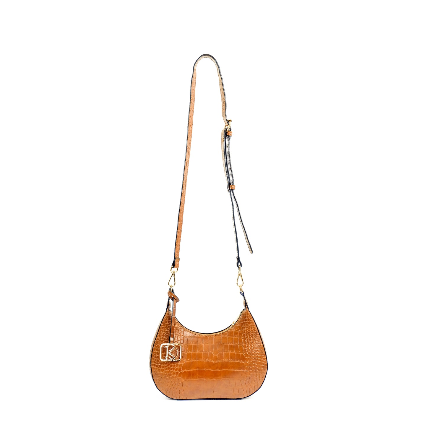 SOL Crescent Hobo Bag in Croco Tan - PU Leather