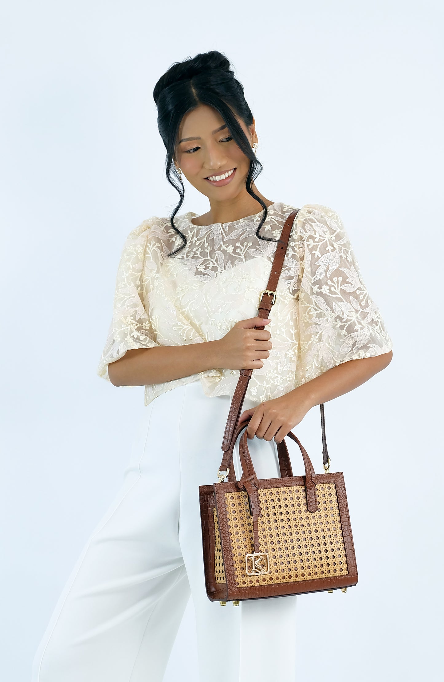 SAFIRA Square Bag in Croco Red - Full Cowhide x Solihiya