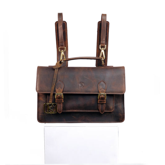 MAHARLIKA Backpack in Distressed Oil Brown - Genuine Leather