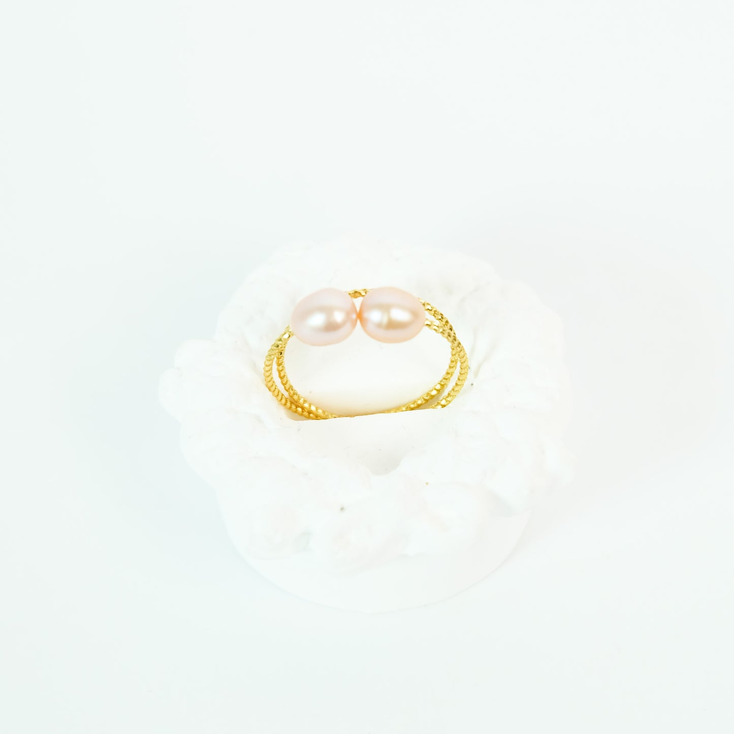 Twisted Twin Pearl Open Ring - Fresh Water Palawan Pearls