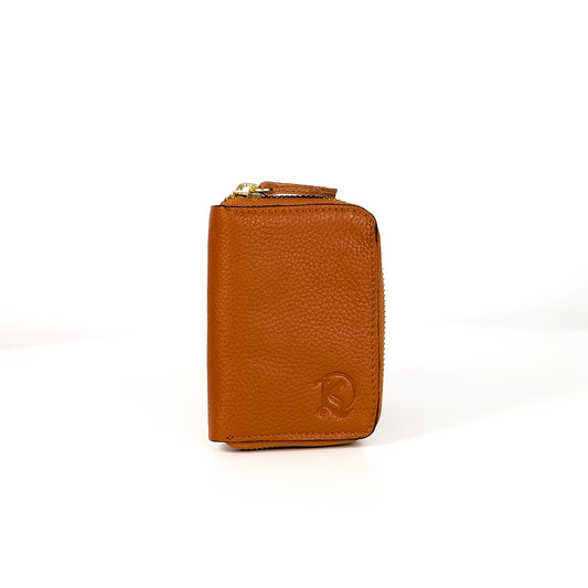 Hiraya Accordion-Type Card Holder in Grained Tan - Genuine Leather