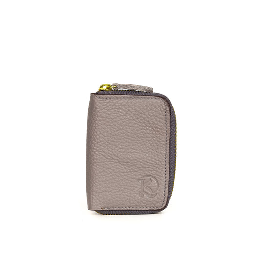 Hiraya Accordion-Type Card Holder in Grained Gray - Genuine Leather