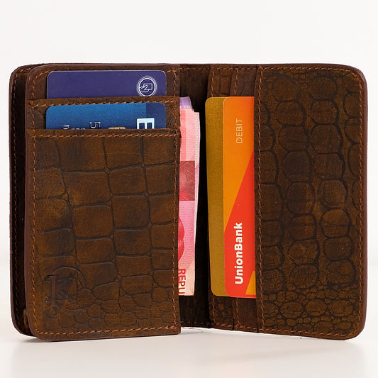 Baltazar Card Holder Wallet in Croco Vintage Tan