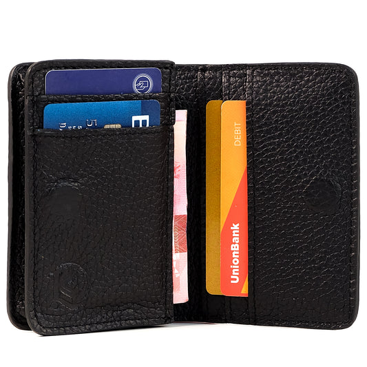 Baltazar Card Holder Wallet in Grained Black