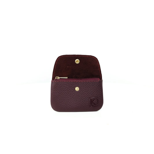 Andres Coin Pouch in New Grained Plum - Genuine Leather