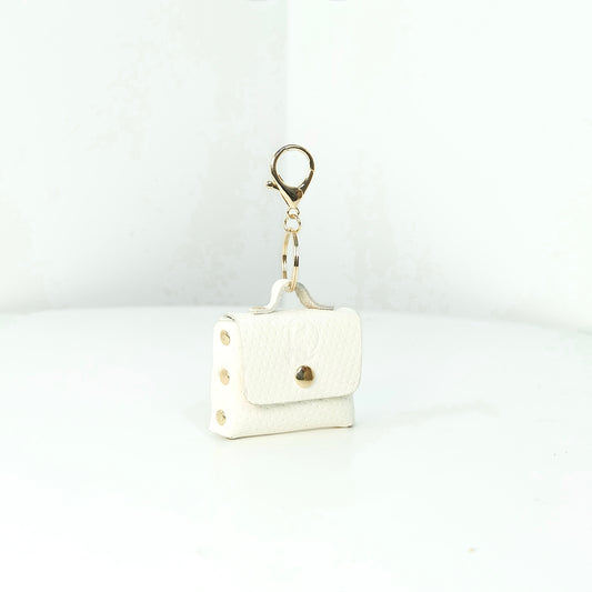 Selene Coin Purse with Hook in Strawberry White - Genuine Leather