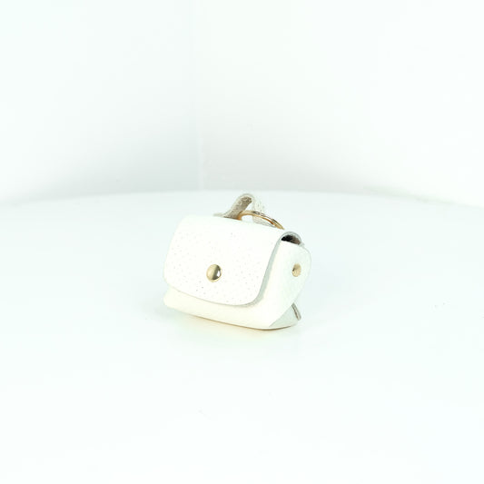 Sabel Coin Purse with Hook in Strawberry White - Genuine Leather