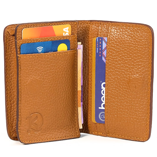 Baltazar Card Holder Wallet in Grained Tan