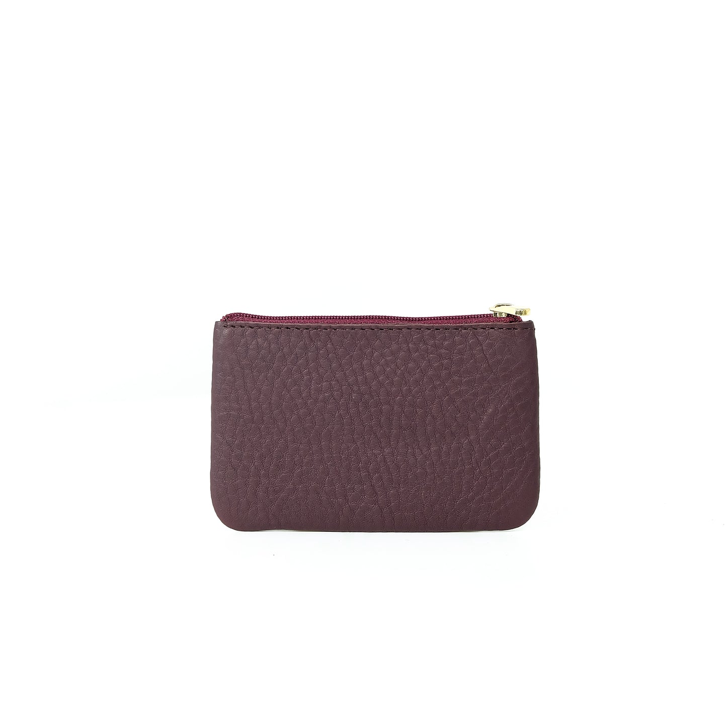 Alonso Double-Zipper Coin Pouch in Grained Plum